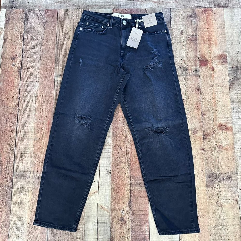 New Look Men loose straight black denim jeans men's 32